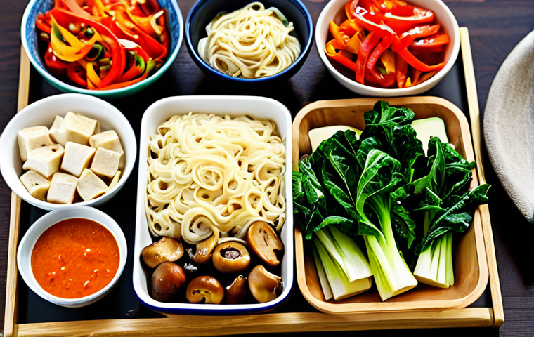 중식 밀키트 세일 - Family Cooking Together**

"A family (mother, father, two children) cooking a Chinese meal kit toget...