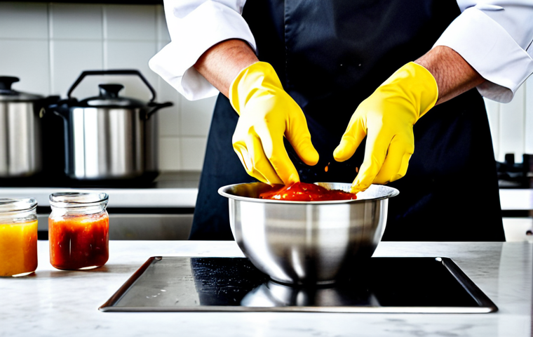 중식 소스 원료 정보 - Soy Sauce Preparation**

"Close-up of a clear glass bottle filled with rich, dark soy sauce, next to...