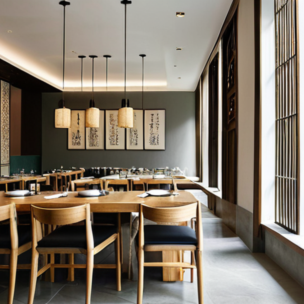중식당 인테리어 트렌드 - **Image Prompt 1: Modern Minimalist Chinese Restaurant - Serene Elegance**
An interior wide shot...